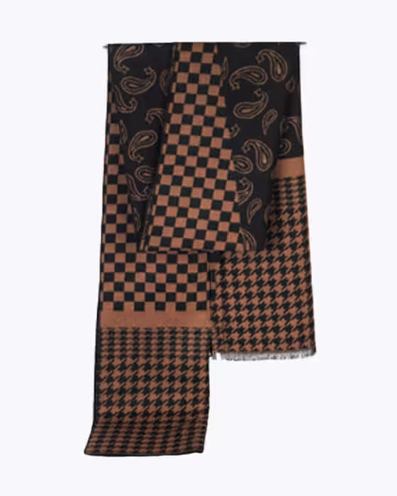 شال گردن موهر مردانه زنانه دورو طرح شطرنجی جوراب نوین